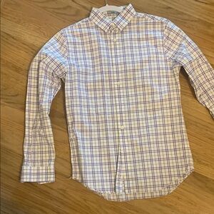 Men's White and purple Checkered Shirt. Fitted. Express. Small
